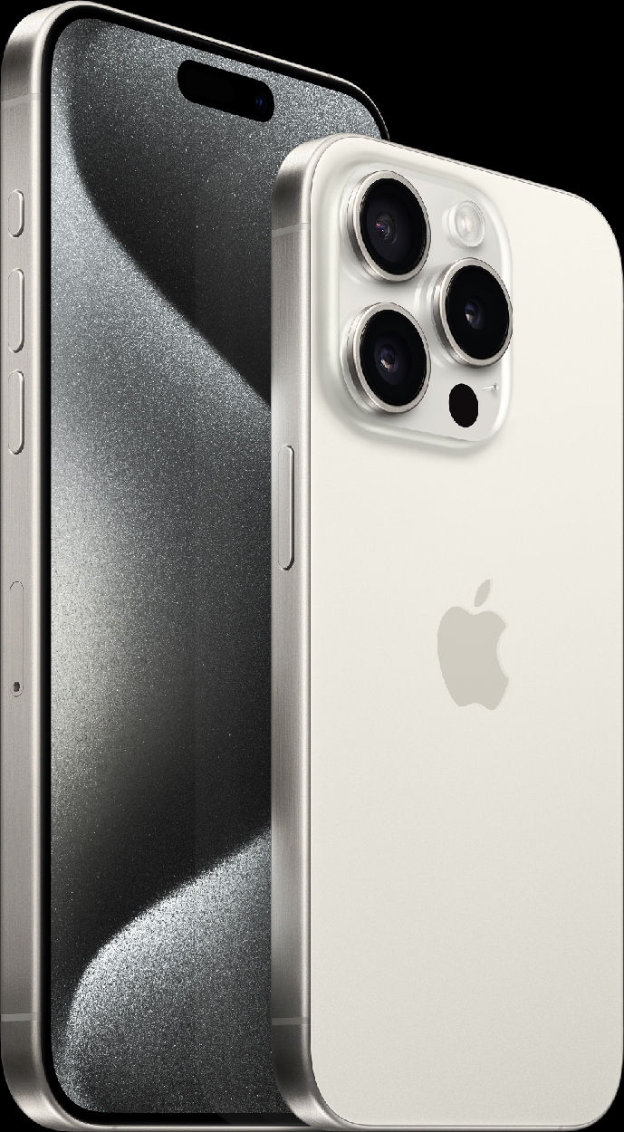 אייפון 15 פרו ואייפון 15 פרו מקס בצבע לבן טיטניום